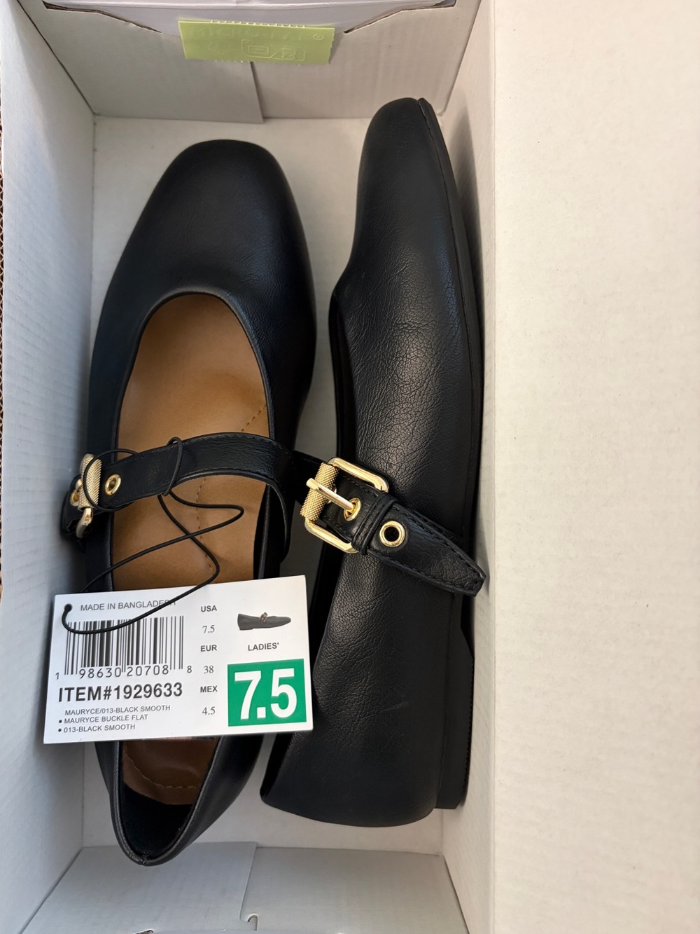 DV by Dolce Vita Women's NWT with Gold Buckle Mary Jane Flats- Black- Size 7.5 - Picture 12 of 12